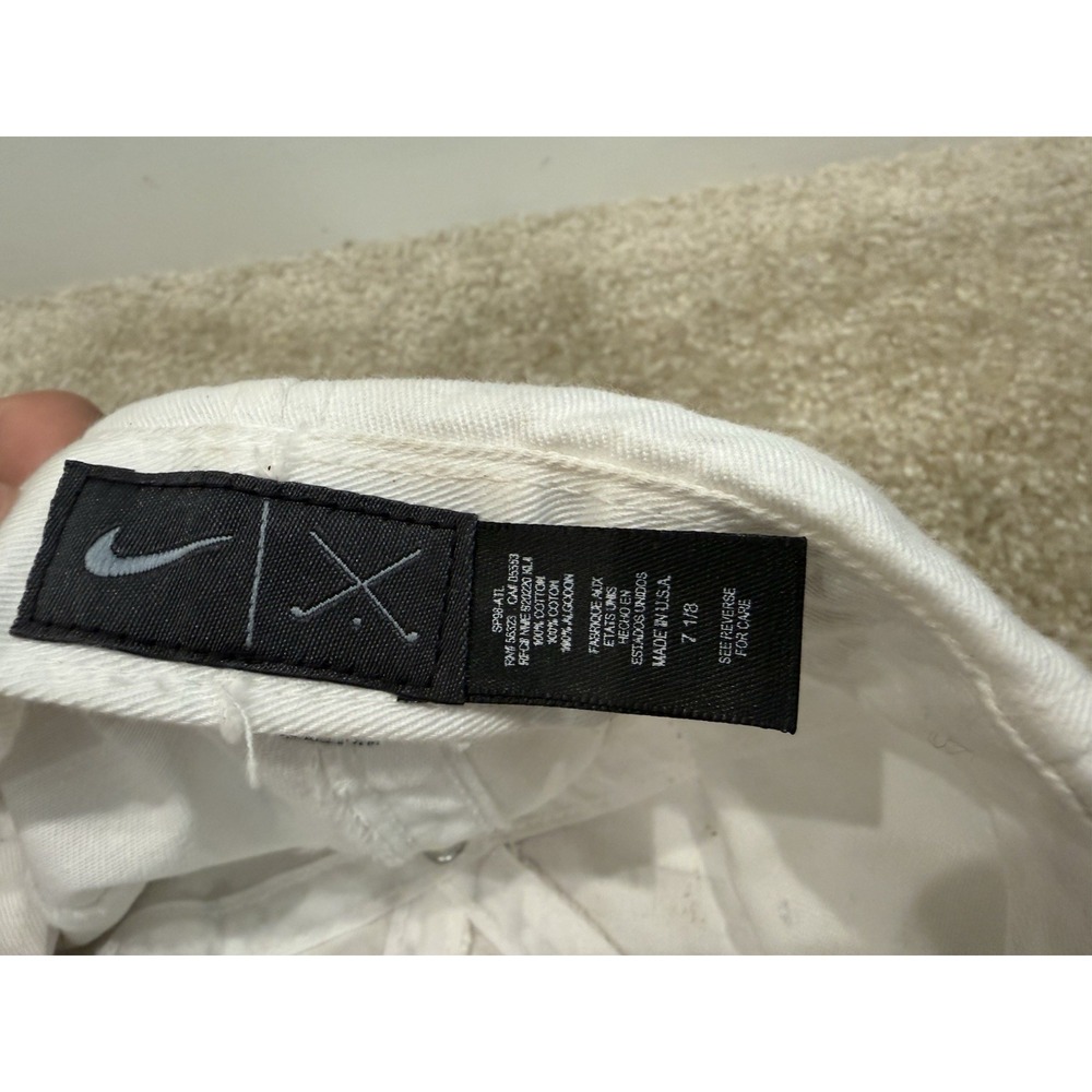 Vintage Nike Golf Hat White/Black 90s Made In USA 100% Cotton White Tag 7 1/8 - Picture 4 of 8